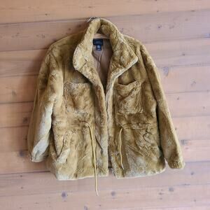 Urban Outfitters Coat Teddy Faux Fur NWOT Utility Jacket Honey Brown Boho NWOT S
